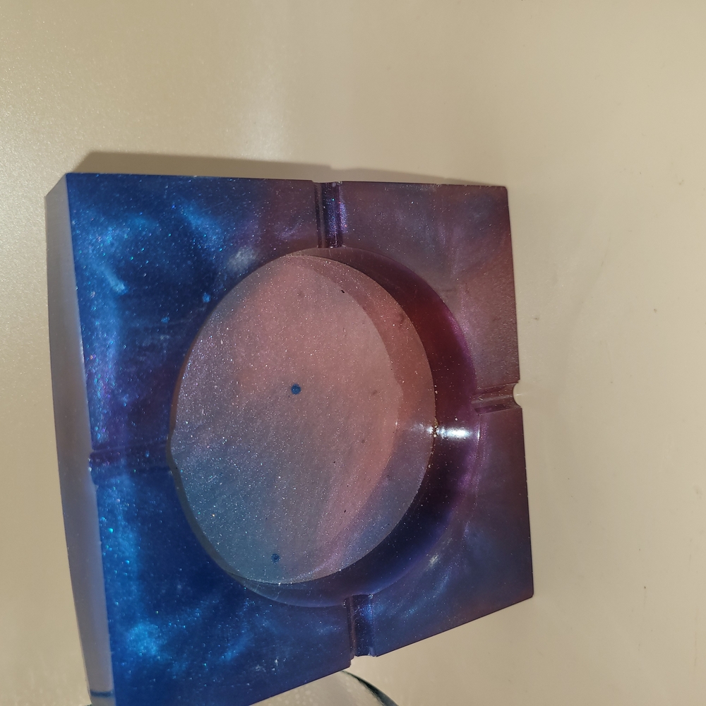 Hand Crafted Blue and Purple Resin Ashtray